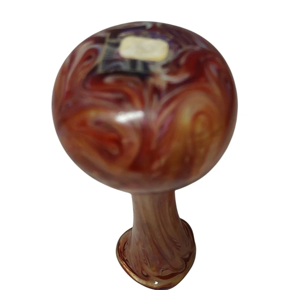 Hand‎ Blown Glass Mini Vase With Orange Swirl Design Vintage 4.5 Inches